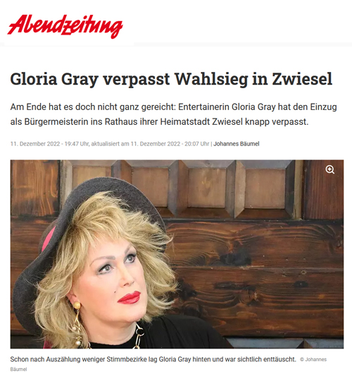 Gloria Gray - Bürgermeisterinwahl 2022 in Zwiesel - Abendzeitung (AZ) München, 11.12.2022