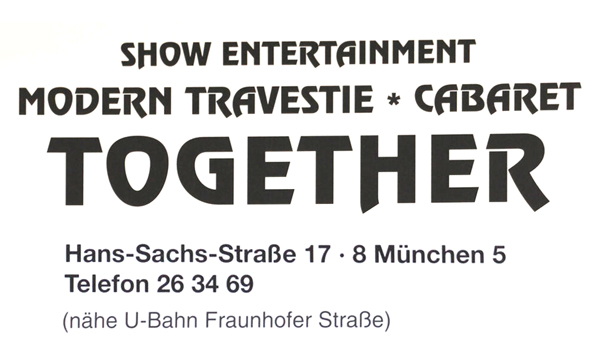 "The Gloria Gray Show" - erste eigene Bhnenproduktion im Club "TOGETHER" in Mnchen, Premiere am 12.01.1992