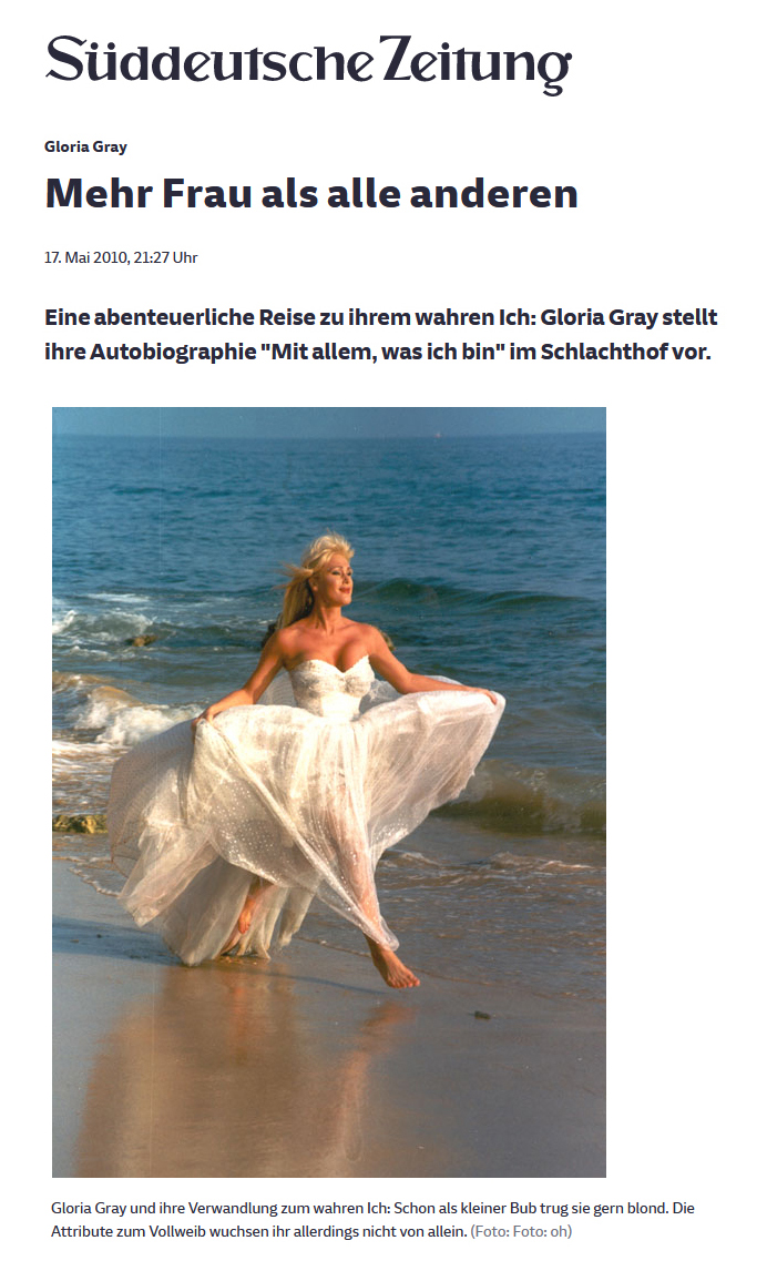 Gloria Gray - Mit allem, was ich bin: Mein Leben -  Süddeutsche Zeitung, 18.06.2009
