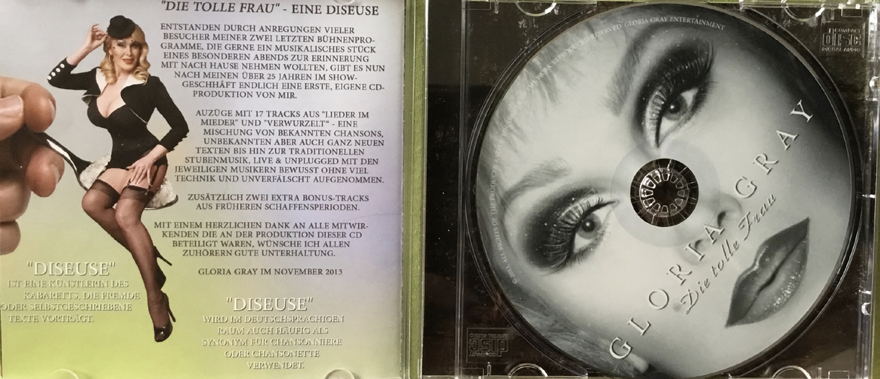 Gloria Gray CD "Die tolle Frau" 19 Tracks aus ihren Bühnenprogrammen "Lieder in Mieder" sowie "Verwurzelt - Wißt´s wo mei Hoamat is"