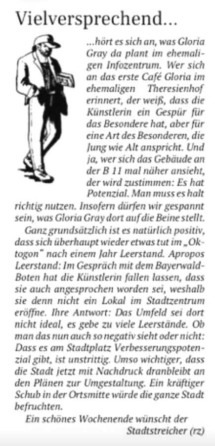 Gibt es bald wieder ein Caf� Gloria? - ehemaliges Infocenter in Zwiesel - Stadtstreicher (PNP), 20.06.2026