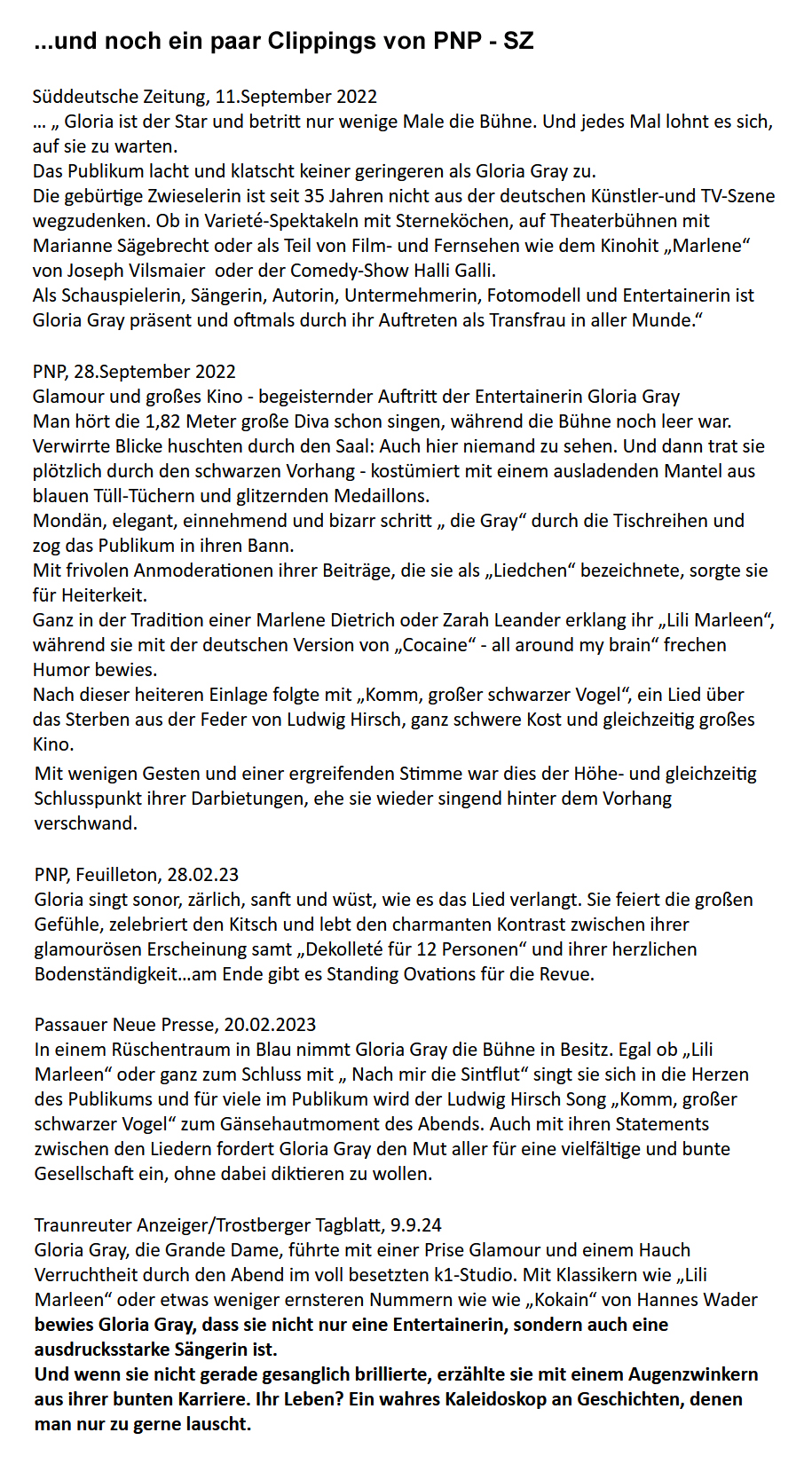 Premiere von GLORIA GRAY 6.0 im Deutschen Theater Mnchen, 21. und 22. Februar 2026 Clippings