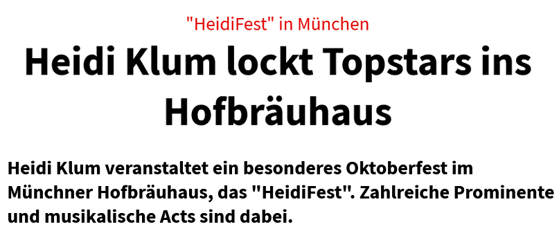 GLORIA GRAY: Invitation from Heidi Klum im Hofbruhaus Mnchen, 18.09.25 - Bunte, 30.07.2025