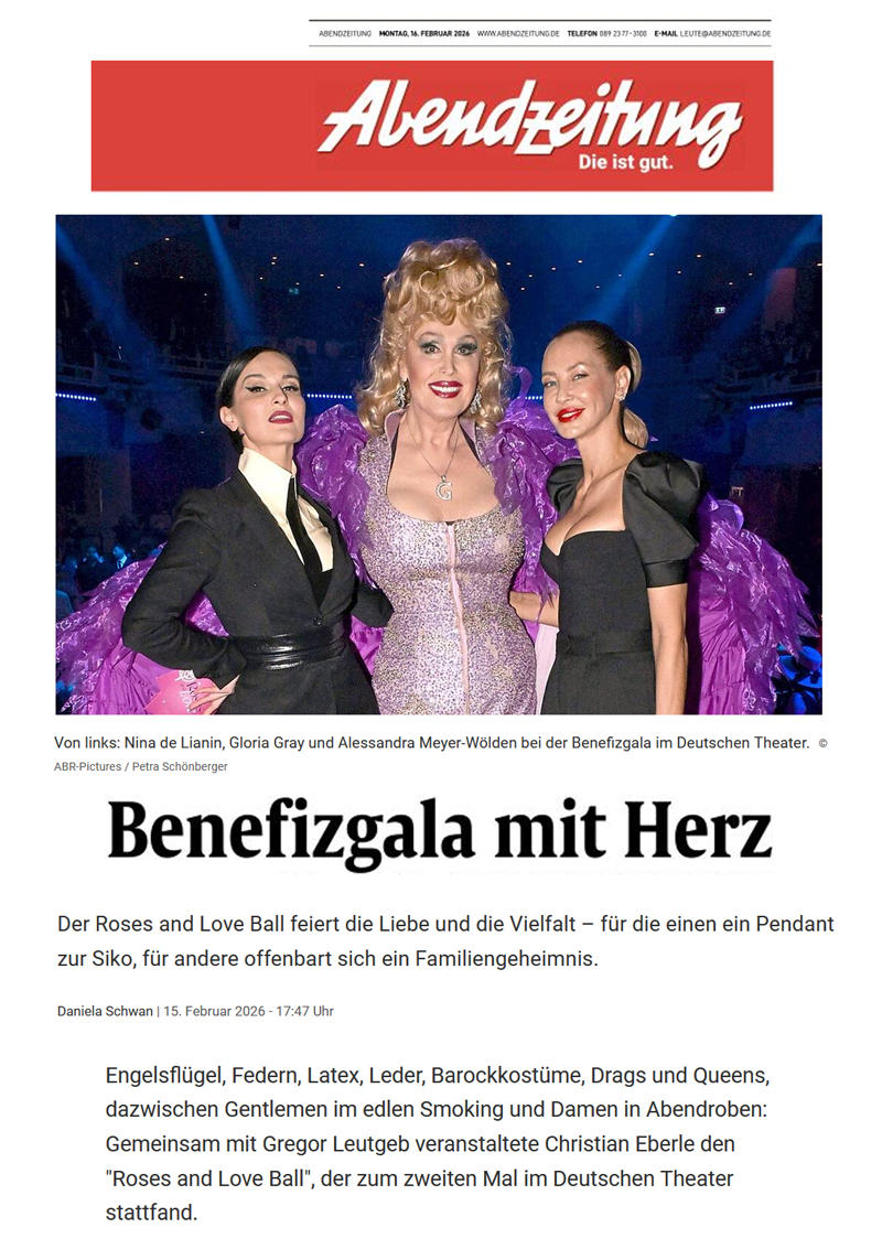 GLORIA GRAY - ROSES AND LOVE BALL 2026 - Abendzeitung (AZ) M�nchen, 16.02.2026