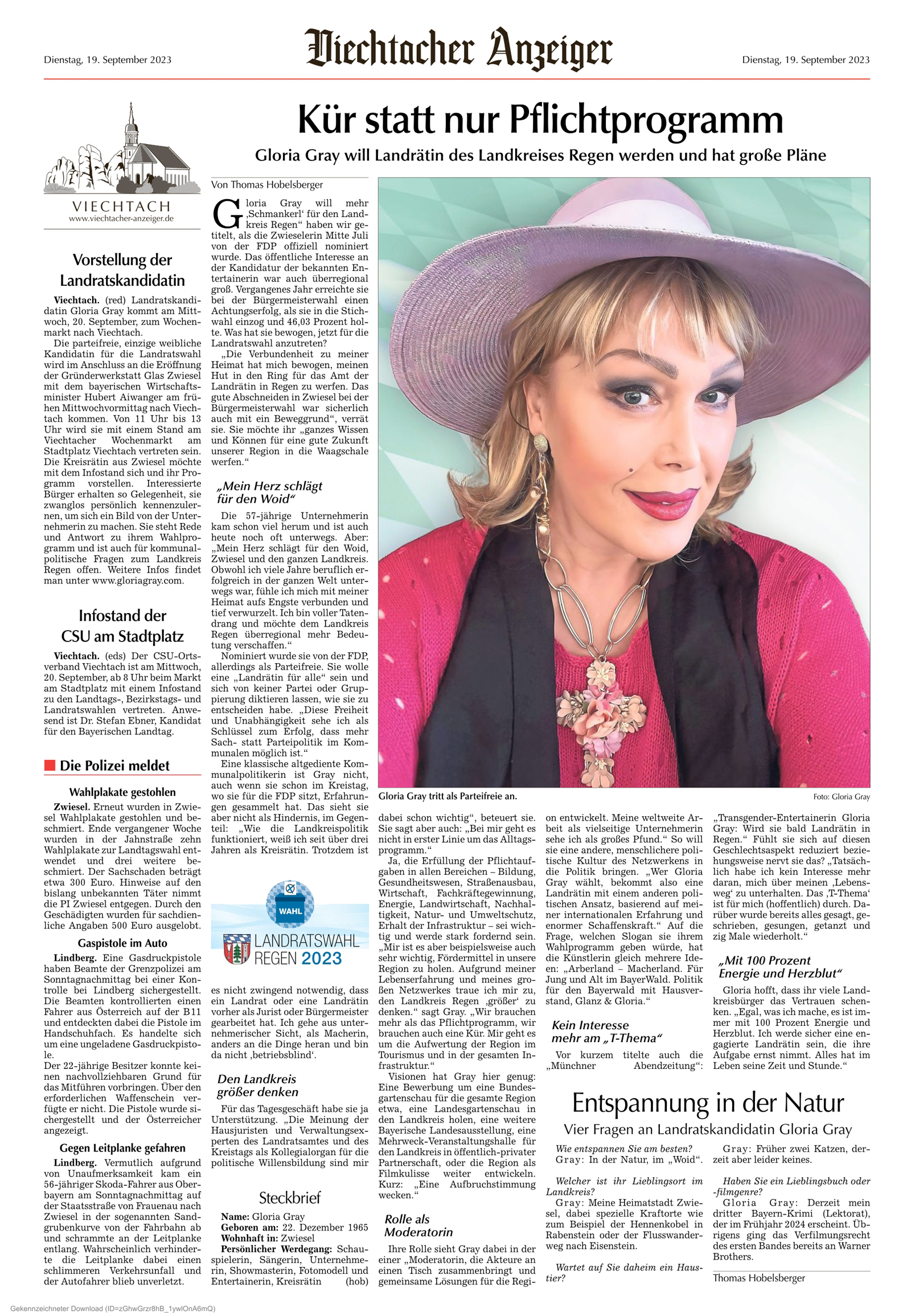 Entertainerin Gloria Gray hat einen Bayern-Krimi geschrieben